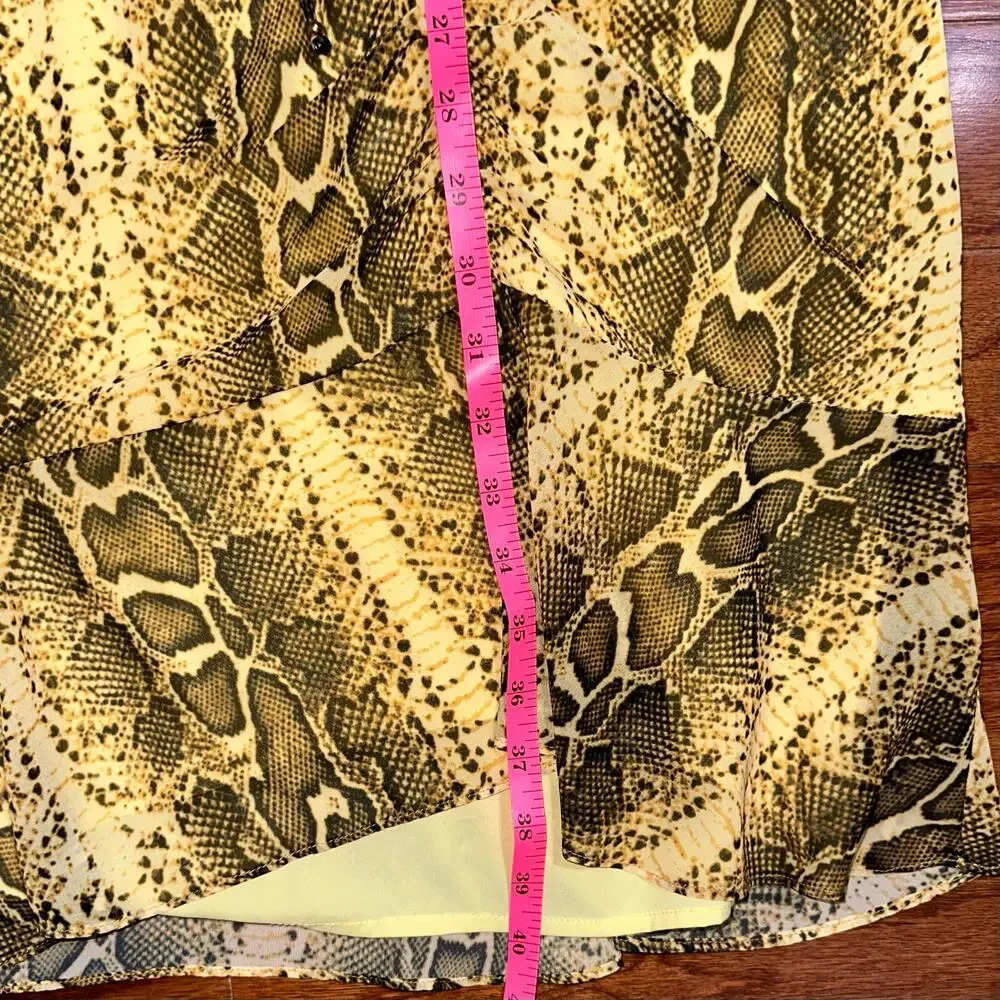 Sam Edelman Yellow Snake Ruched Short Puff Sleeve Dress Size 14